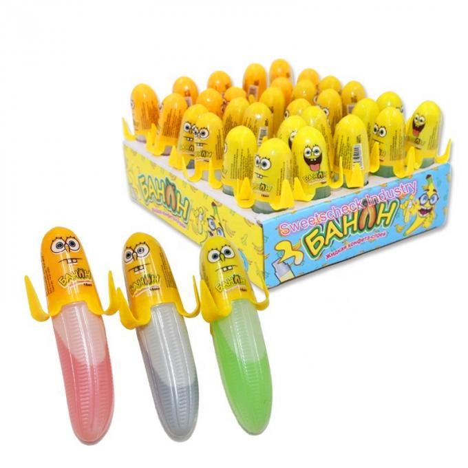 Kinderflüssige Spray-Süßigkeit Bananen-Form-im süßen Frucht-Aroma-Kasten verpackt